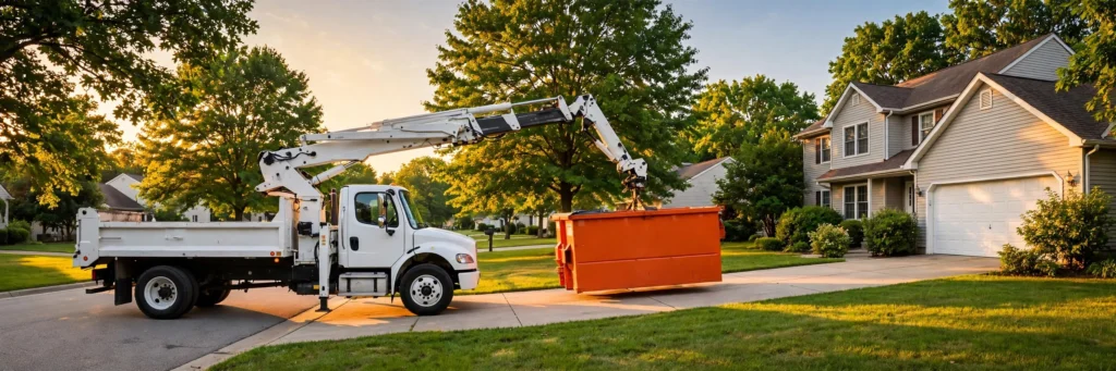Roll-off dumpster delivered to a home driveway in Charleston SC