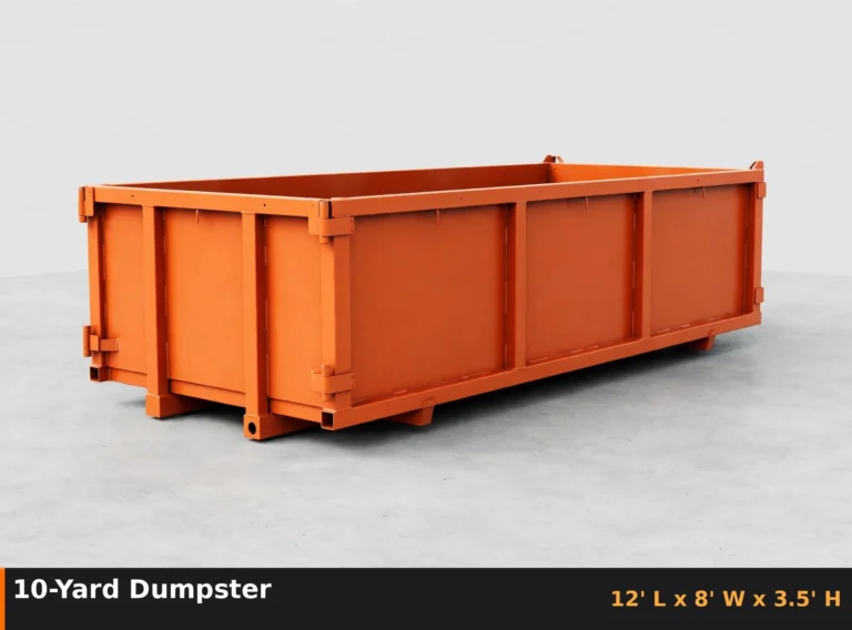 10-yard roll-off dumpster with dimensions