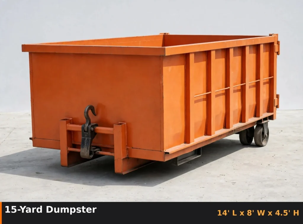 15-yard roll-off dumpster with dimensions