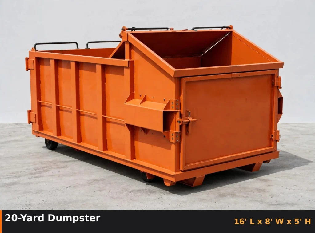 20-yard roll-off dumpster with dimensions