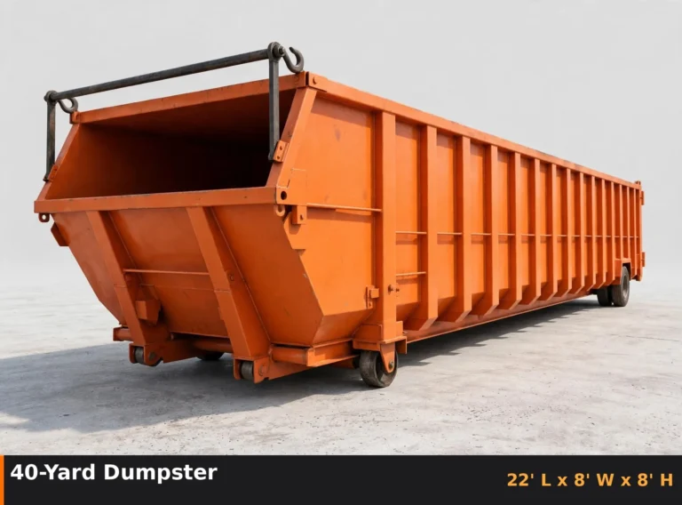 40-yard roll-off dumpster with dimensions