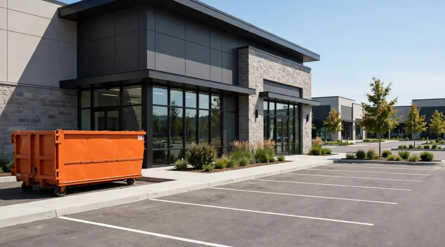 Commercial dumpster rental outside a business